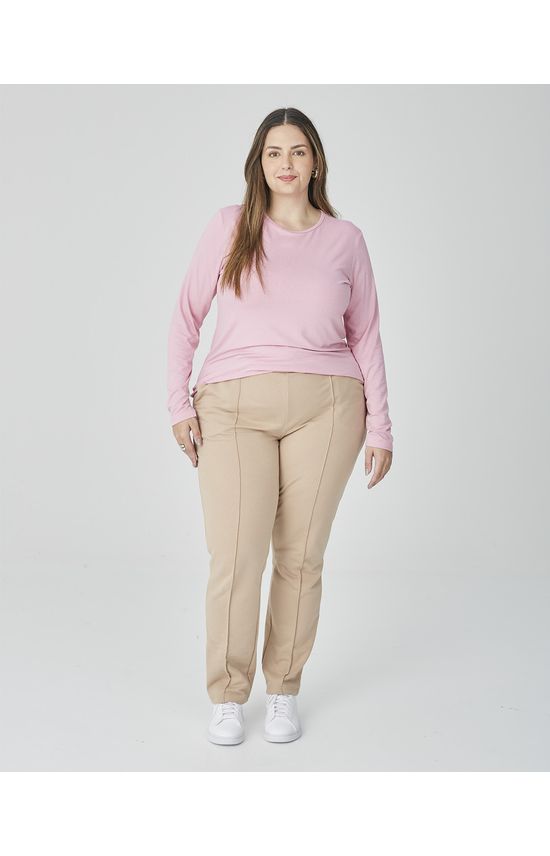 Blusa Básica Feminina Plus Size Manga Longa Em Viscose Botonê Stretch