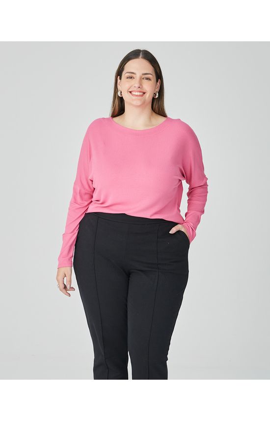 Blusa Feminina Plus Size Mullet Em Malha Canelada De Viscose