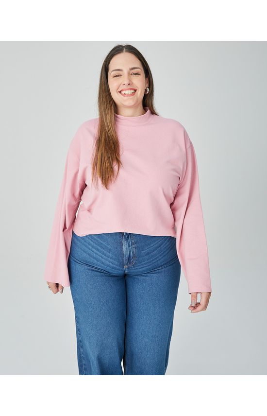 Blusa Ampla Feminina Plus Size Em Moletinho Stretch Linho