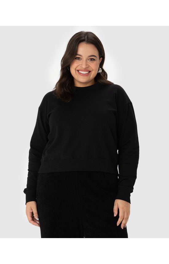 Blusão Cropped Feminino Plus Size Em Moletom Stretch Flanelado
