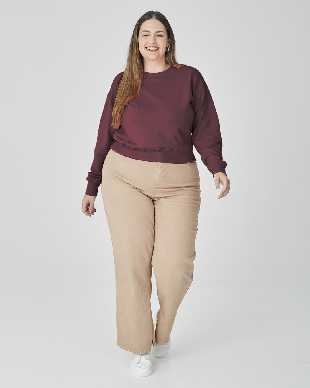 Blusão Cropped Feminino Plus Size Em Moletom Stretch Flanelado - Imagem 13