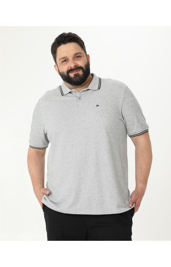 Camisa Polo Masculina Plus Size Peitilho Frontal Em Piquet Stretch