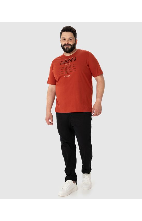 Camiseta Masculina Plus Size Just Go Manga Curta Em Algodão
