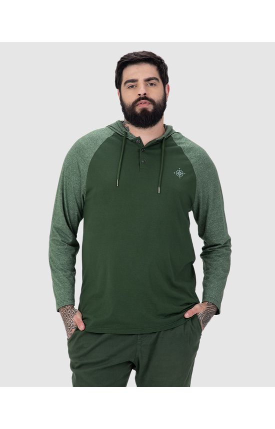 Camiseta Masculina Plus Size Com Capuz Em Malha Moulinê