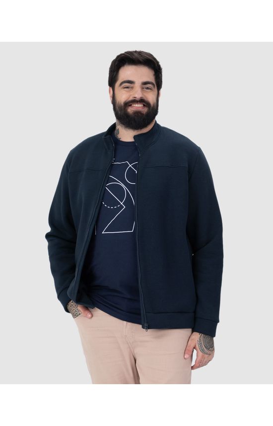 Jaqueta Masculina Plus Size Gola Alta Em Moletom Premium