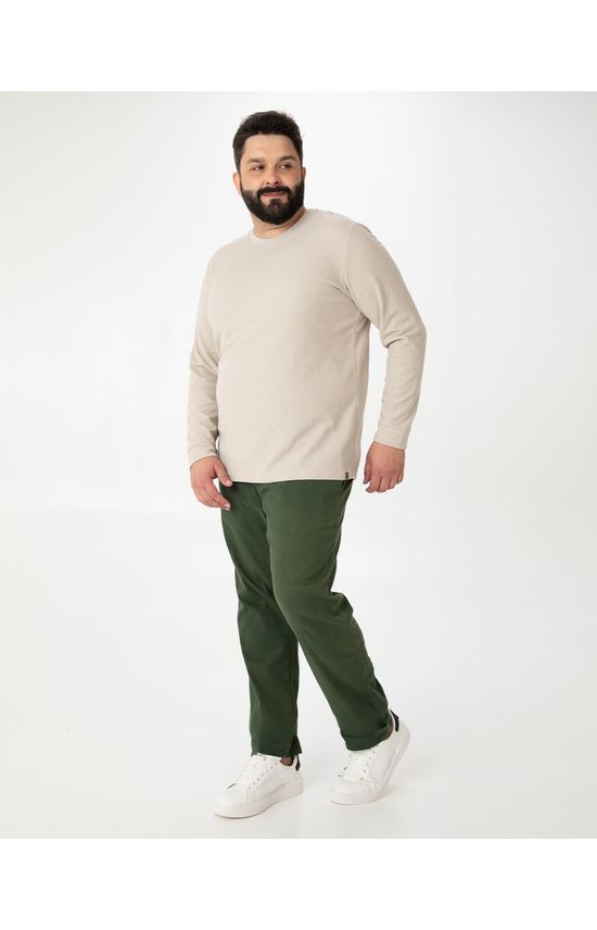 Calça Masculina Plus Size Chino Em Sarja Com Elastano