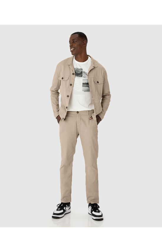 Calça Masculina Chino Em Sarja Com Elastano