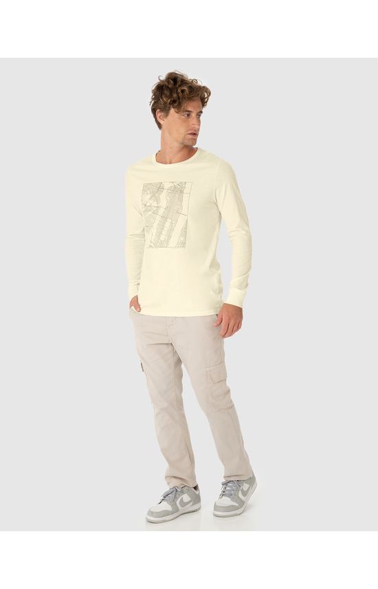 Camiseta Masculina Manga Longa Manhattan Em Algodão