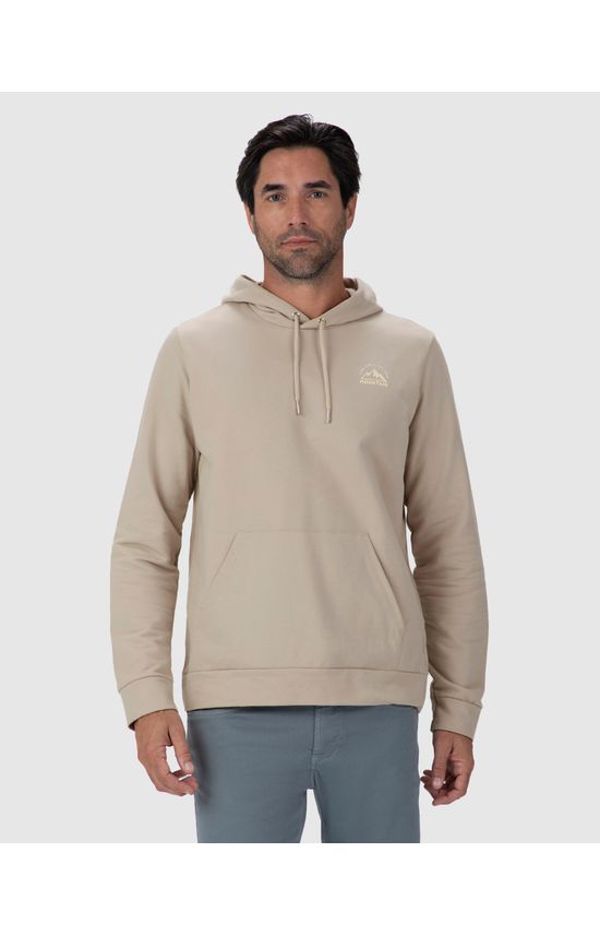 Blusão Masculino Com Capuz Estampa Peitoral Em Moletom Sarjado