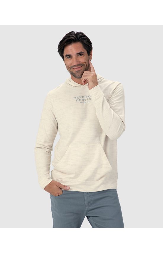 Blusão Masculino Com Capuz Make Your Destiny Em Moletinho Rajado