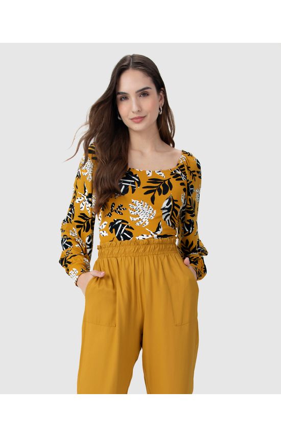 Blusa Cropped Feminina Estampada Em Malha Viscose Stretch