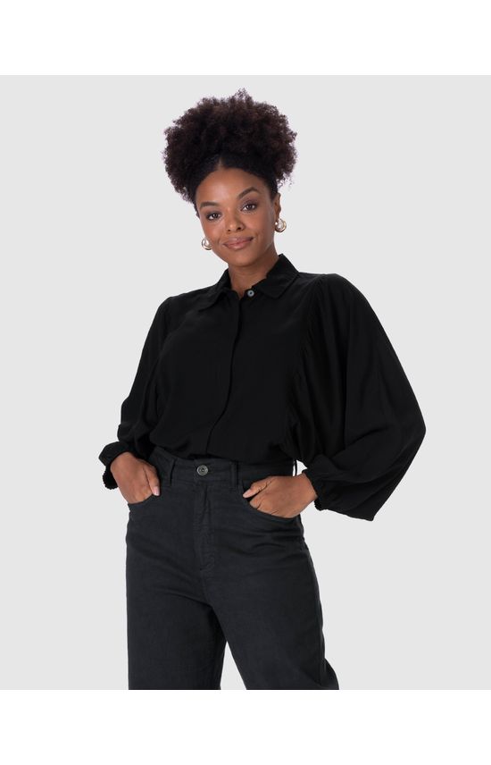 Camisa Feminina Franzido Frontal Em Viscose