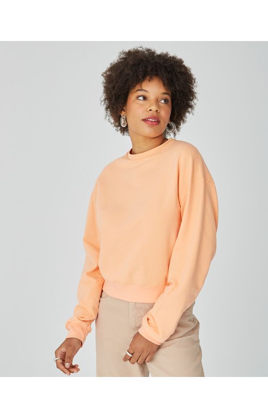 Blusão Feminino Gola Redonda Em Moletom Stretch Flanelado