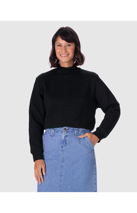 Blusão Feminino Gola Alta Em Malha Matelassê