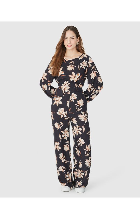 Calça Reta Feminina Floral Em Viscose Texturizada