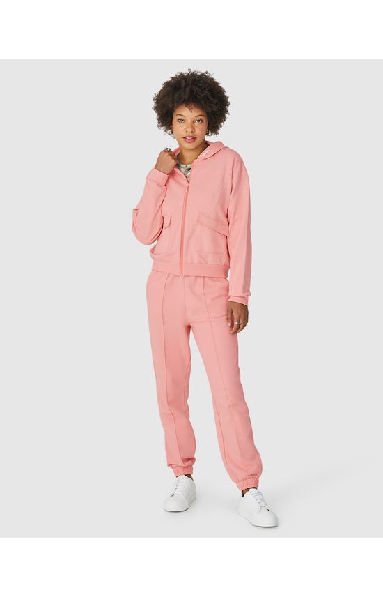 Calça Jogger Feminina Recorte Frontal Em Moletom Flanelado