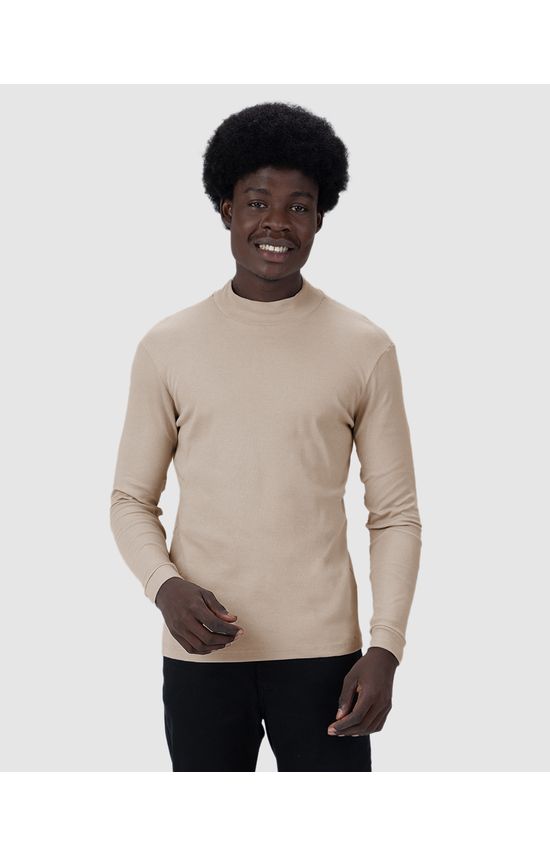 Camiseta Básica Masculina Gola Alta Em Ribana