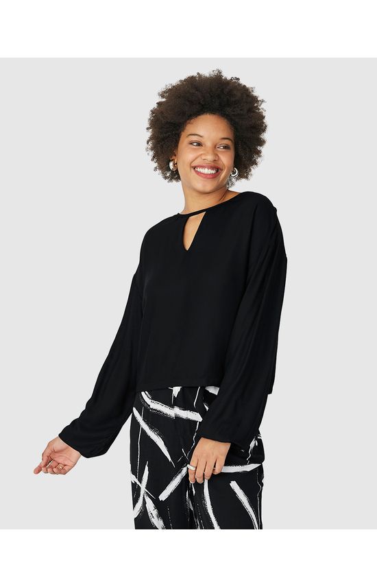 Blusa Feminina Decote Vazado Em Viscose