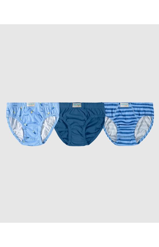 Kit 3 Cuecas Slip Infantis Menino Em Algodão Malwee Kids