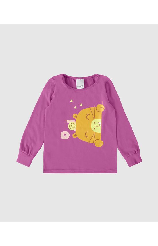 Blusa Infantil Menina Estampada Manga Longa Em Algodão Malwee Kids