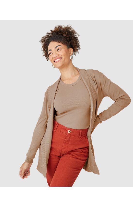Cardigan Alongado Feminino Em Tricô