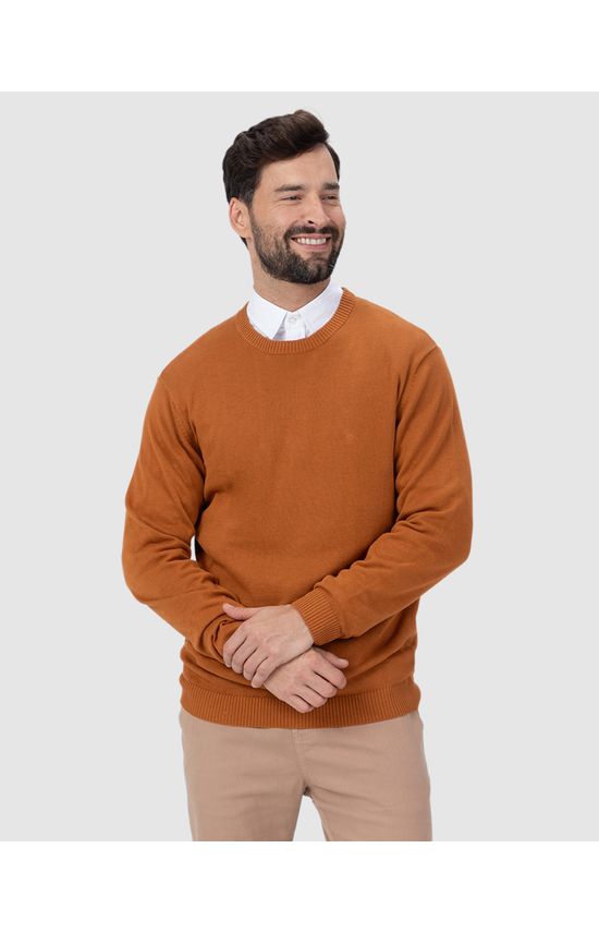 Blusão Básico Masculino Decote Redondo Em Tricô
