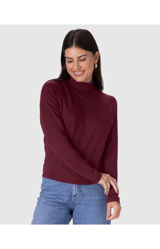 Blusa Feminina Gola Alta Em Moletinho Viscose Stretch