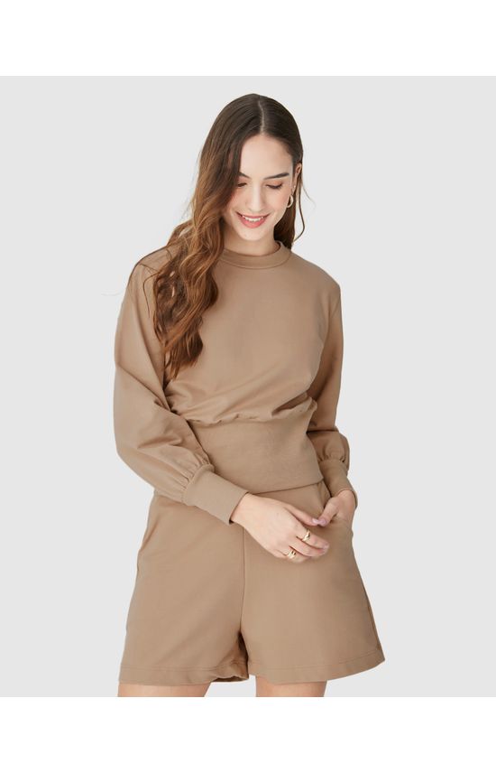 Blusão Feminino Barra Larga Em Moletom Stretch Flanelado