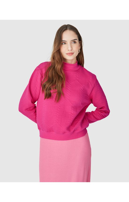 Blusão Feminino Gola Alta Em Malha Matelassê
