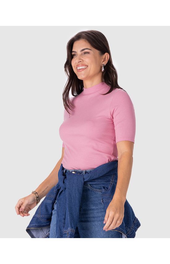 Blusa Básica Feminina Canelado De Viscose