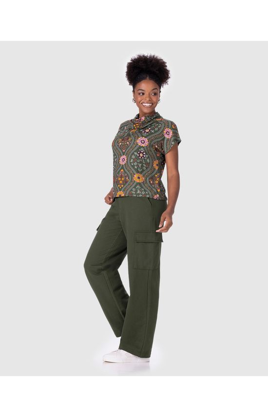 Blusa Feminina Gola Franzida Em Malha Viscose Stretch