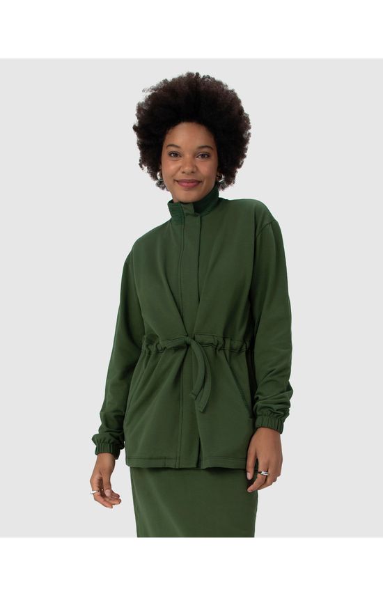 Jaqueta Feminina Parka Em Moletom Stretch Flanelado