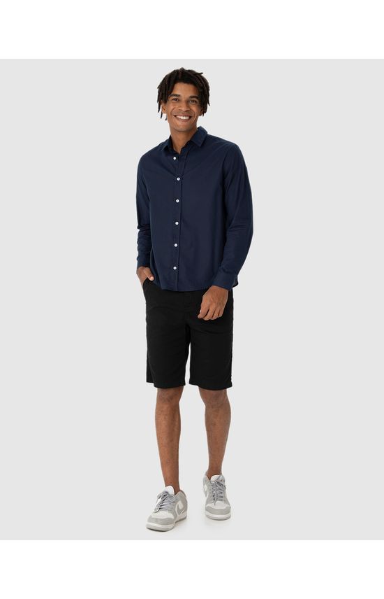 Camisa Básica Masculina Abotoamento Frontal Em Tricoline