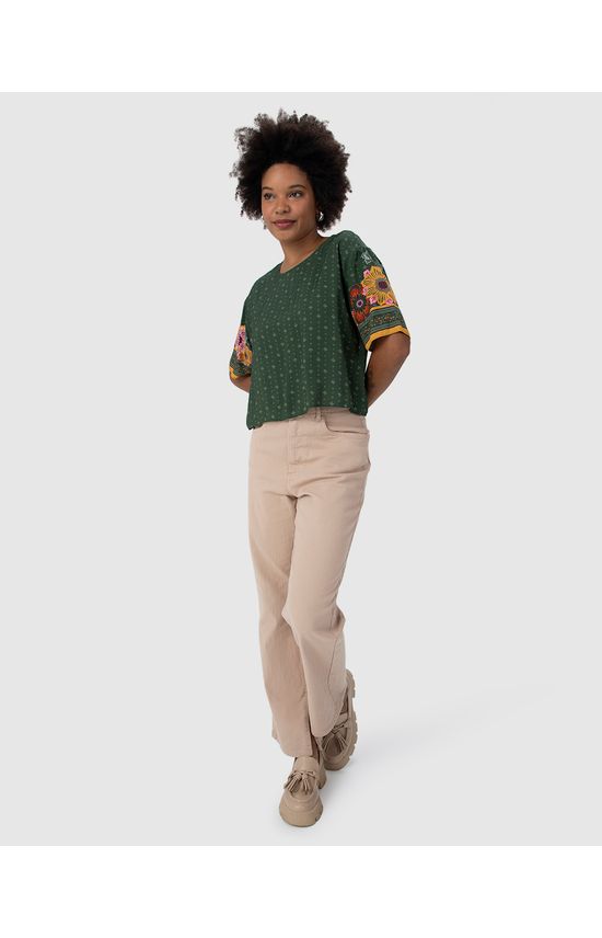 Blusa Feminina Manga Curta Estampada Em Viscose