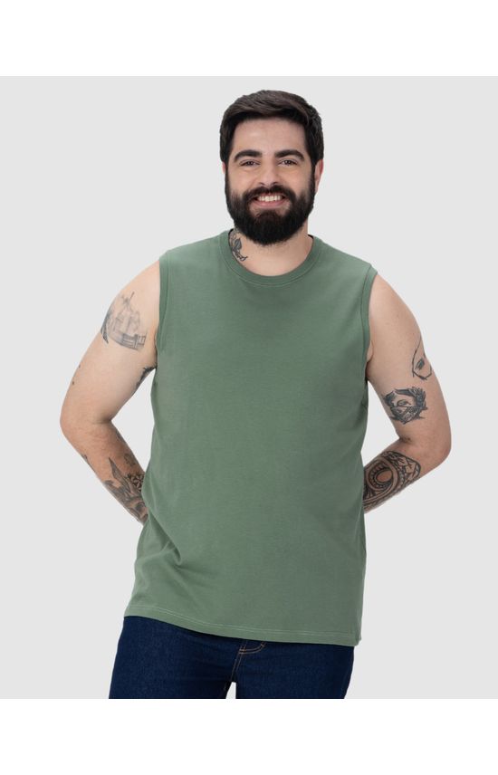Regata Básica Masculina Plus Size Cava Ajustada Em Algodão