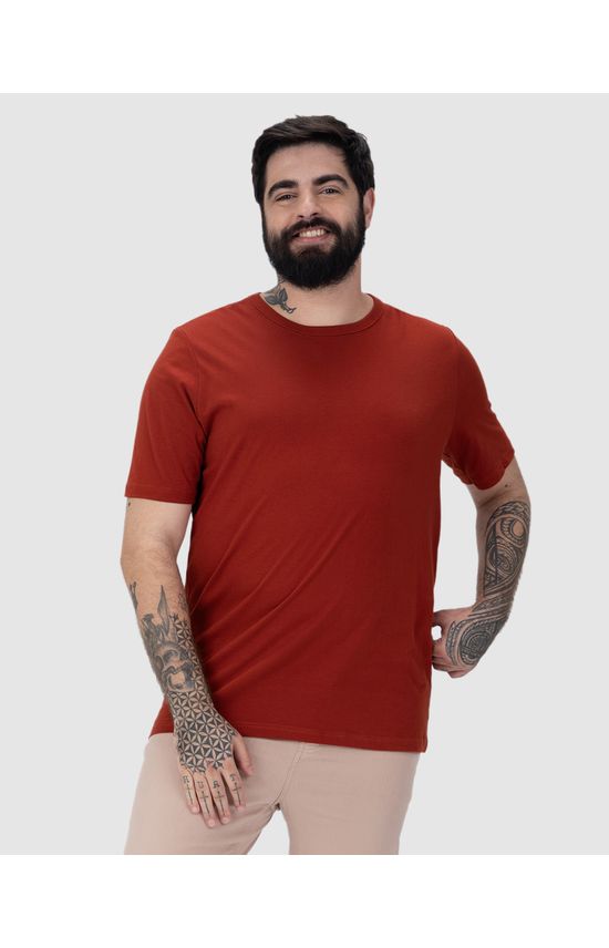 Camiseta Básica Masculina Plus Size Decote Redondo Em Algodão