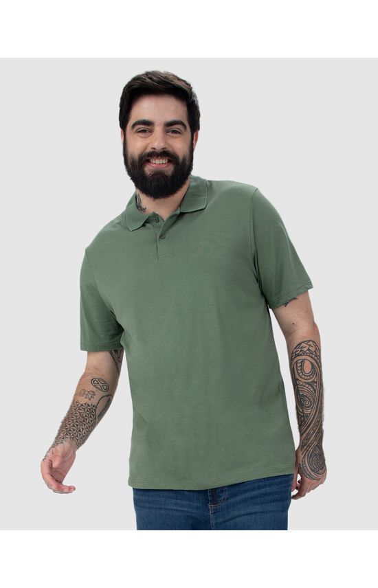 Camisa Polo Básica Masculina Plus Size Em Algodão
