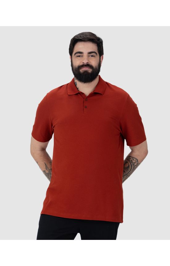 Camisa Polo Básica Masculina Plus Size Em Piquet Stretch