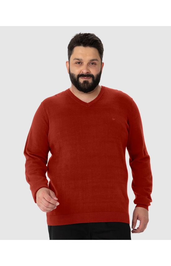 Suéter Básico Masculino Plus Size Decote V Em Tricô