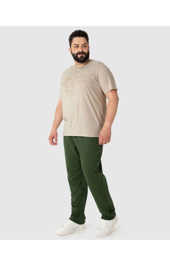 Calça Básica Masculina Plus Size Em Moletom Flanelado