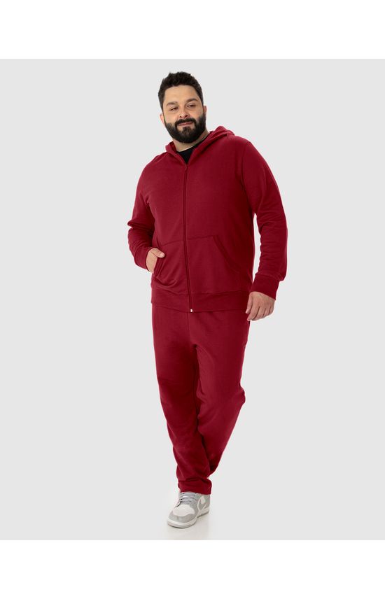 Calça Básica Masculina Plus Size Em Moletom Flanelado