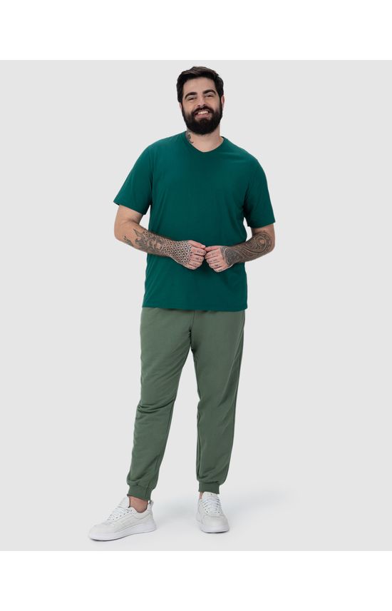 Calça Básica Masculina Plus Size Jogger Em Moletom