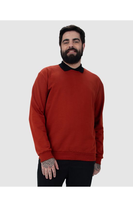 Blusão Básico Masculino Plus Size Decote Redondo Em Moletom Flanelado