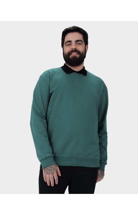 Blusão Básico Masculino Plus Size Decote Redondo Em Moletom Flanelado