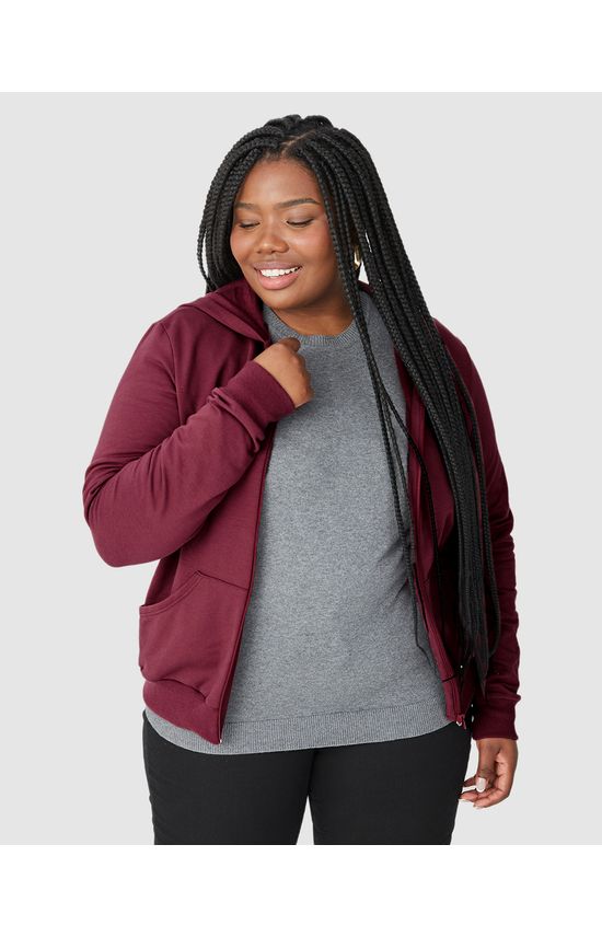 Jaqueta Básica Feminina Plus Size Em Moletom Stretch Flanelado