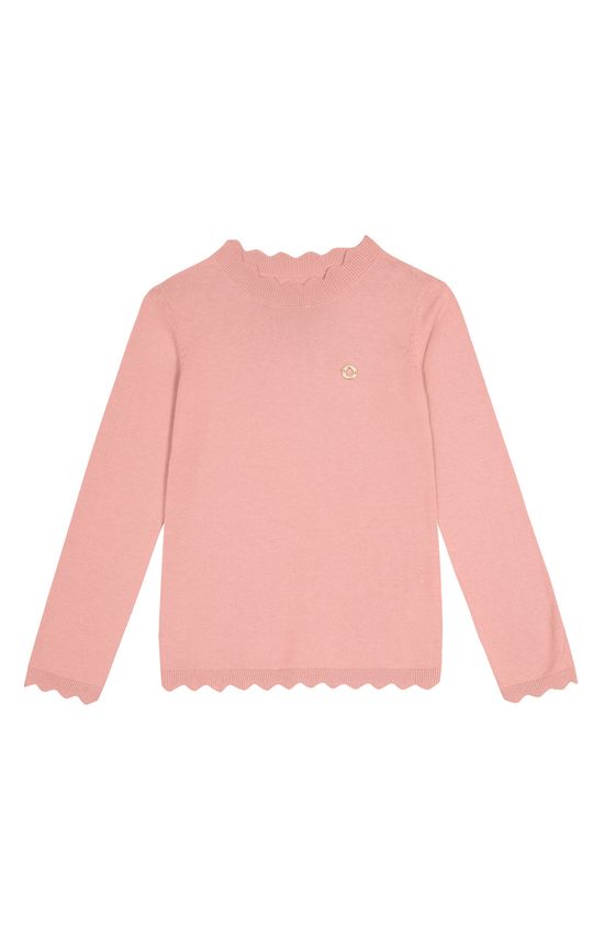 Blusa Menina Gola Ondulada Em Tricô Carinhoso