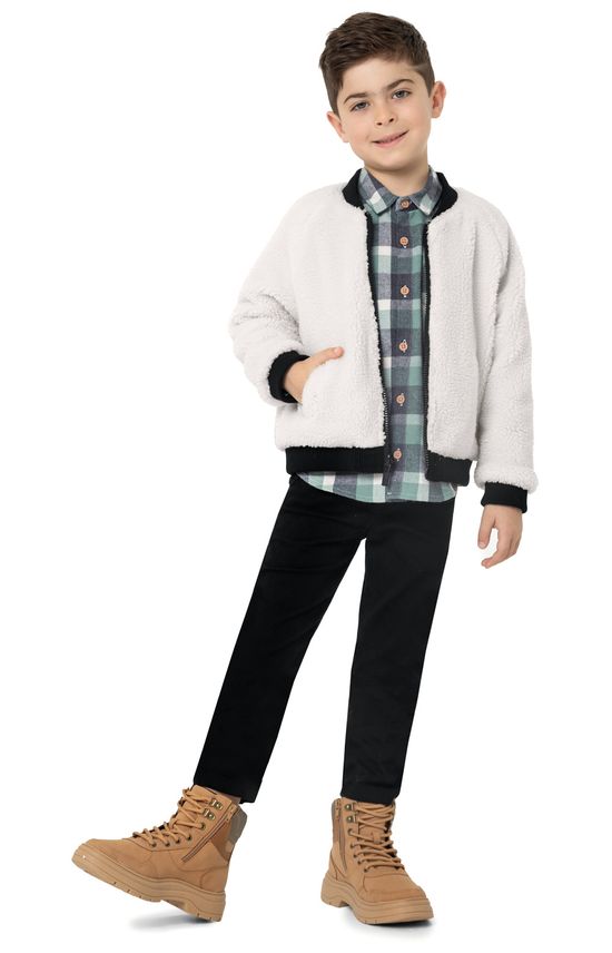 Camisa Menino Bolso Peitoral Em Xadrez Flanelado - Carinhoso