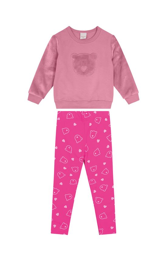 Conjunto Menina Legging Estampada Em Moletom Stretch Flanelado - Carinhoso
