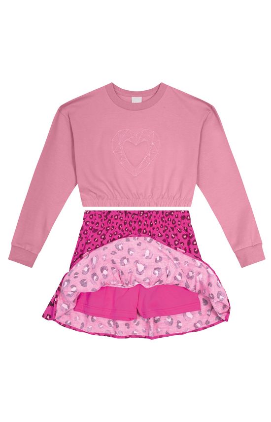 Conjunto Menina Saia Shorts Oncinha Em Viscose - Carinhoso