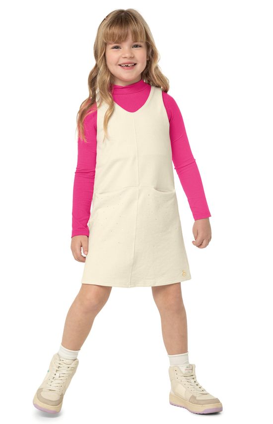 Conjunto Menina Vestido Com Strass Em Moletom - Carinhoso
